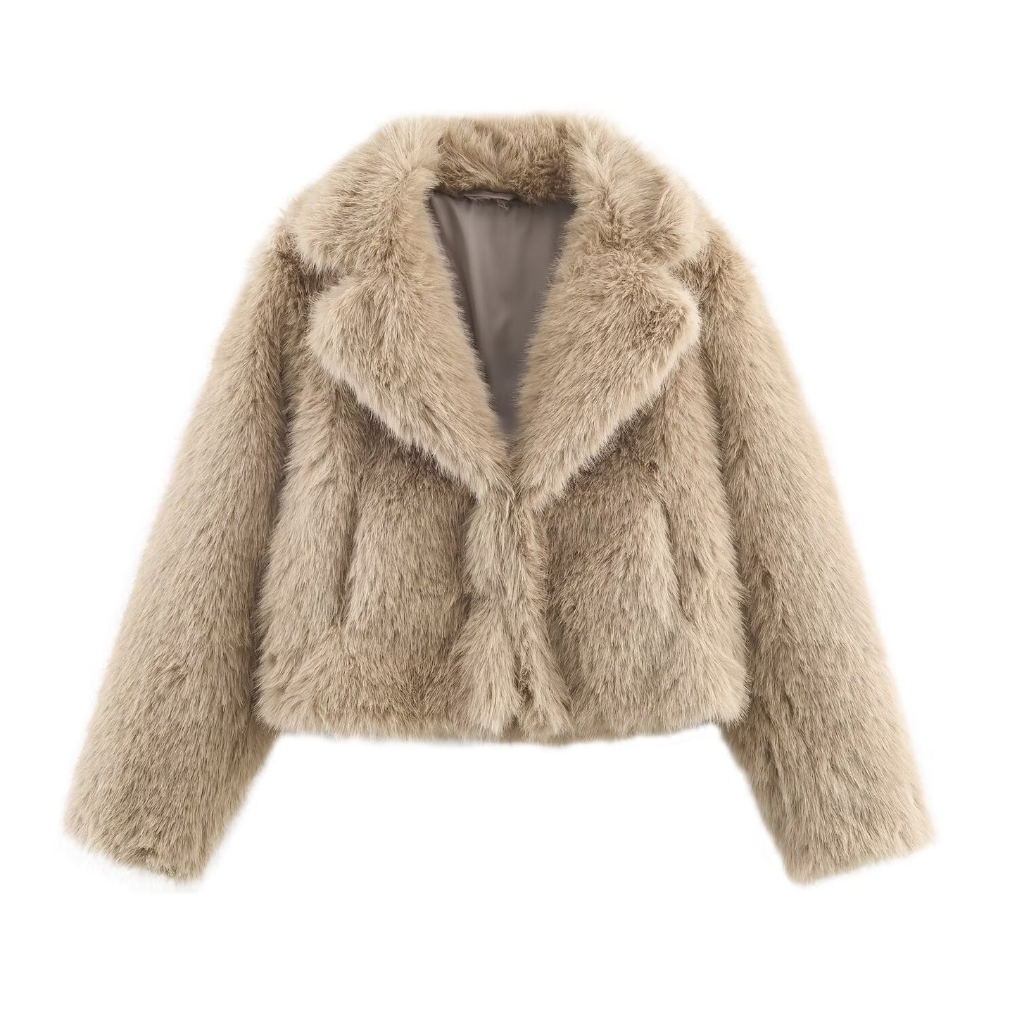 Artificial fur effect short jacket